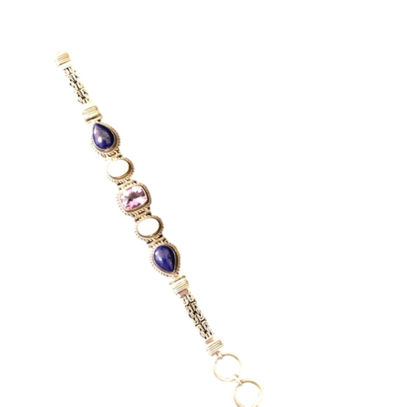 8” .925 Silver and Stone Toggle Bracelet - Picture 2 of 5